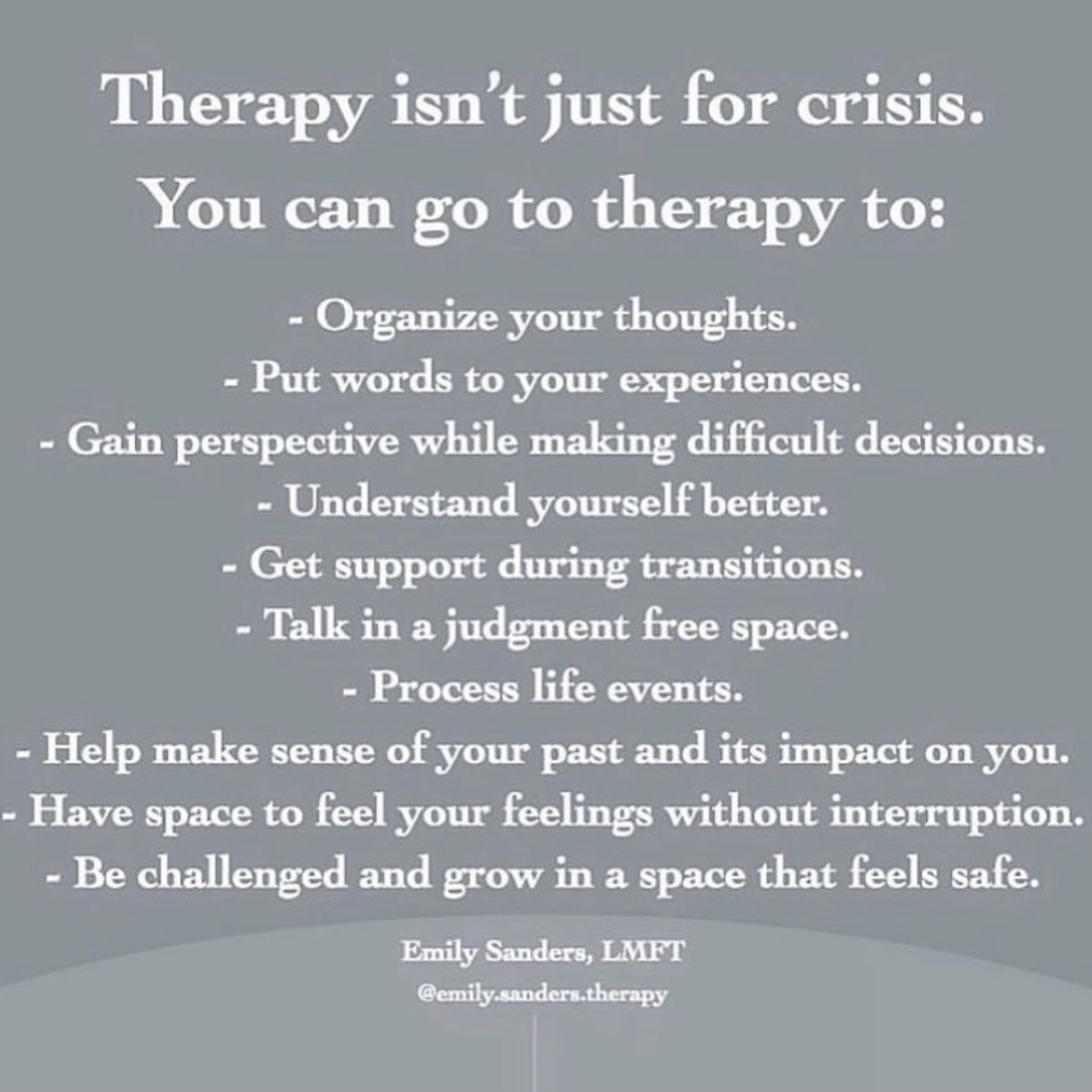 Therapy isn't just for crisis